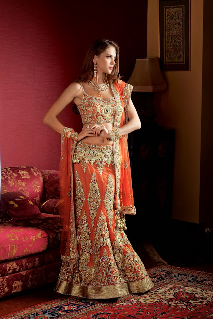 Orange Designer Bridal Lehenga Choli