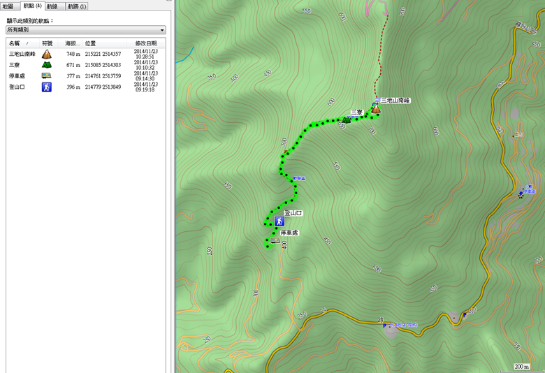 2014_1123 三地山南峰航跡圖