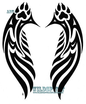 Pawprint Tribal Wings Tattoo by WildSpirit Wolf