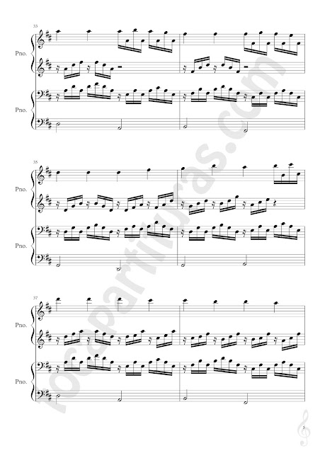 5 Canon en Re Partitura para Piano a 4 Manos Larghetto (partituras para profesor y alumno a dúo) Sheet Music for Pianists Cannon in D by Pachelbel (Teacher & Students Music scores)