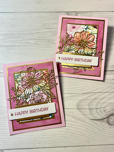 Birthday greeting card using Stampin' Up1 Delightful Florals Designer Series Paper