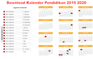 Kalender Pendidikan SD SMP SMA SMK Tahun Pelajaran 2019/2020