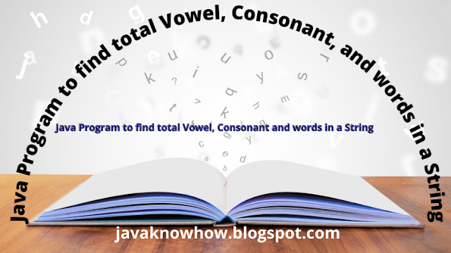 Java Program to find total Vowel, Consonant and words in a String