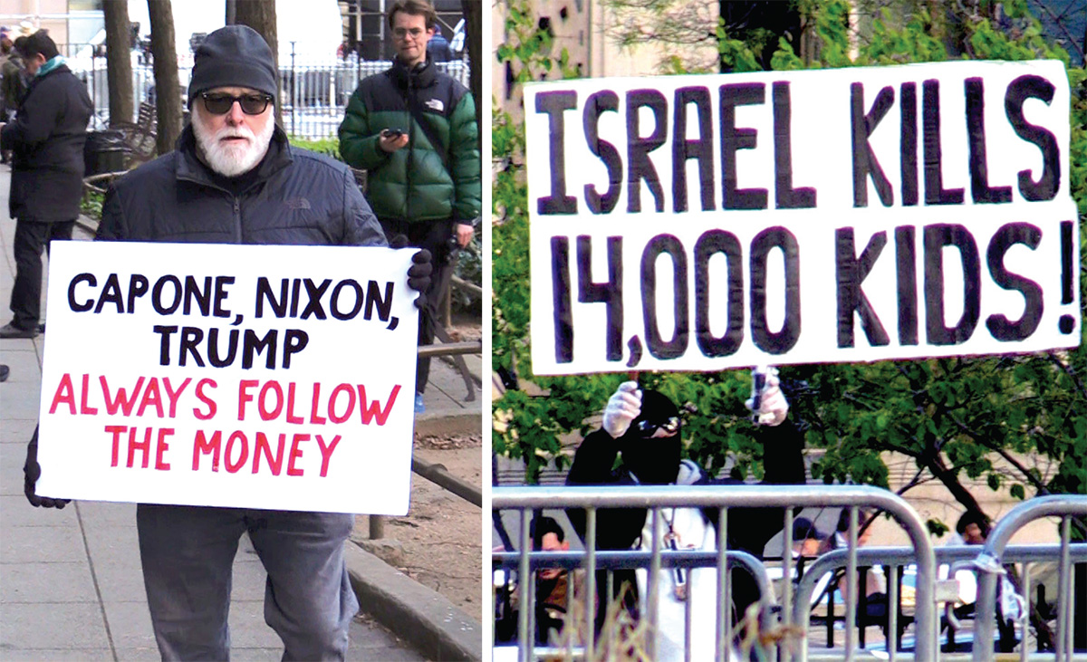 Scenes of some of the protesters outside the courthouse where former President Donald Trump is on trial. -Photos by David Greene