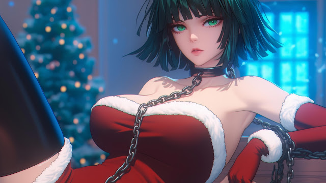 Merry Christmas ! Fubuki mặc trang phục giáng sinh đỏ và bị xích 4
