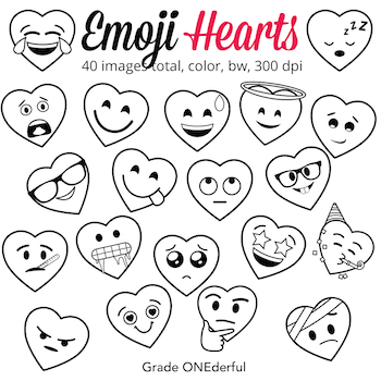 Clip Art Hearts with Emoji Faces. These hearts are 8 inches wide and can be used in a TON of different ways. The images are clear, crisp and oh so cute!