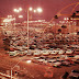 1960's. A spectacular nightshot of the Theme Building, LAX