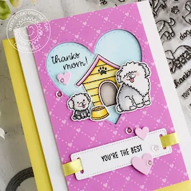 Sunny Studio Stamps: Puppy Parents Fancy Frames Stitched Heart Mothers Day Card by Leanne West