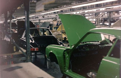 Factory of  Porsche back in 1972 old photos