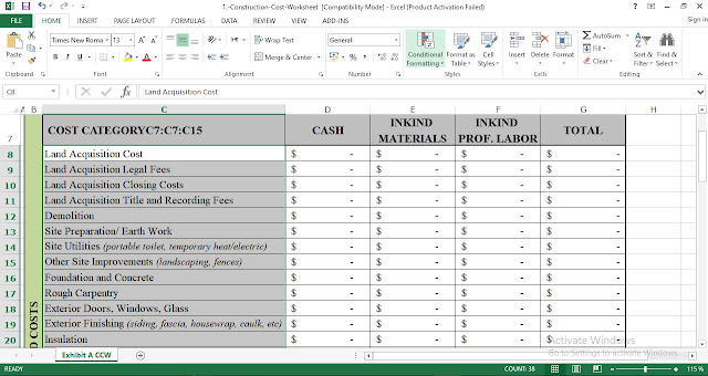 Download Construction Cost Template in Excel Free