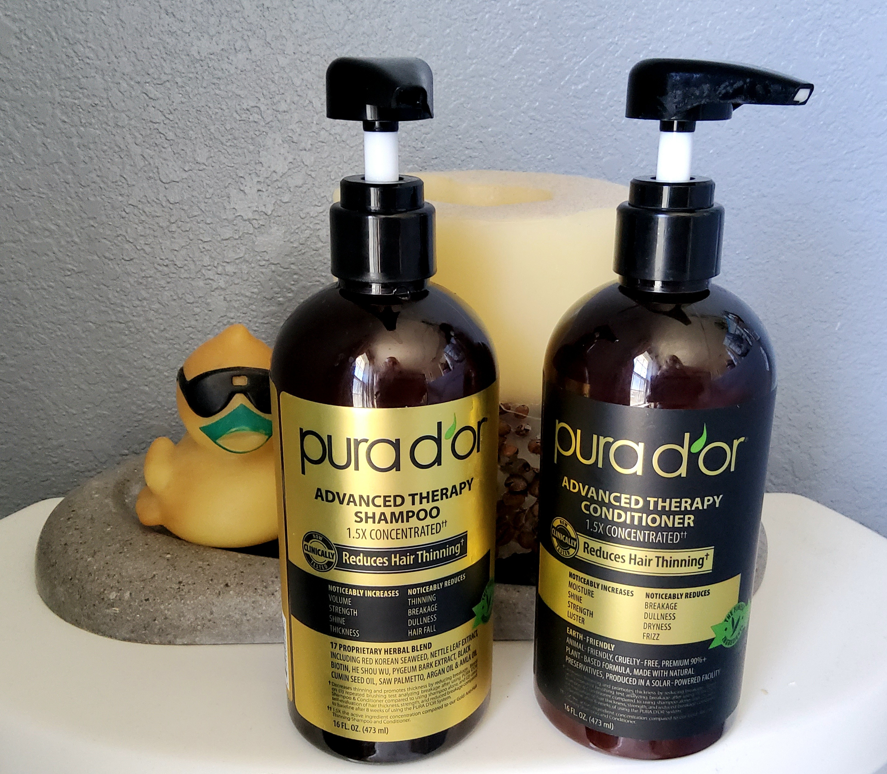 LOT Pura d'or Advanced Therapy Shampoo & Conditioner 24 oz Reduces Hair  Thinning
