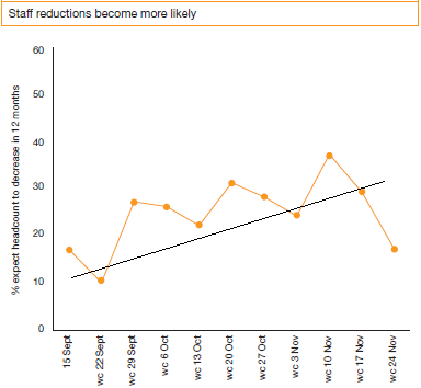 CEOs expectations for future staffing reductions