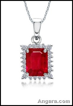 Emerald Cut Ruby and Diamond Vintage Pendant