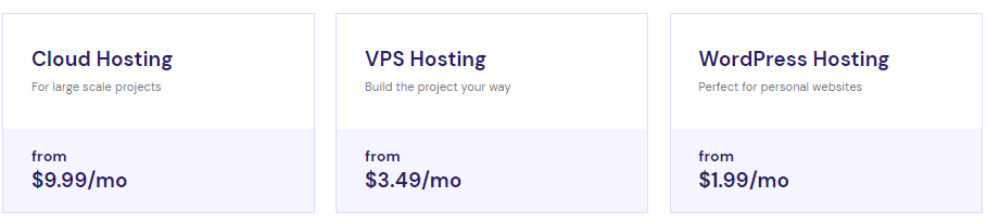 Different types of Hostinger Web Hosting