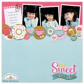 Doodlebug Design Cream & Sugar Valentine's Day Scrapbook Layout by Mendi Yoshikawa.