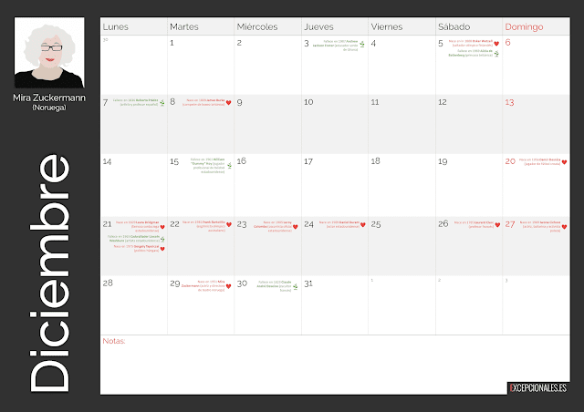 Calendario Excepcionales Diciembre 2020