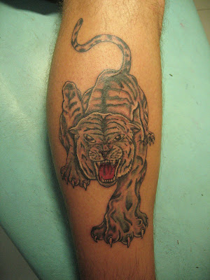 Tiger Tattoo on Leg. Tiger Tattoo on Leg. Label: Leg, Leg Tattoo, 