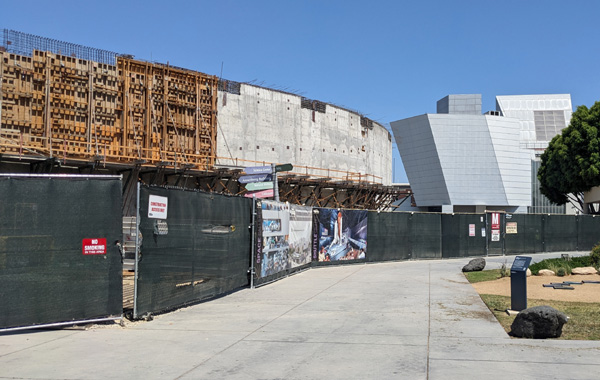 Another snapshot of the California Science Center's future Samuel Oschin Air and Space Center...on August 17, 2023.