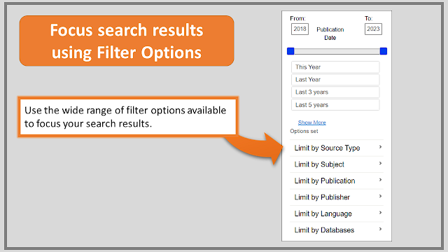 screen-shot of the list of filter options