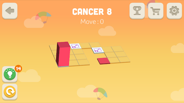 Bloxorz Cancer Level 8 step by step 3 stars Walkthrough, Cheats, Solution for android, iphone, ipad and ipod