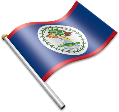 The Belizean flag on a flagpole clipart image