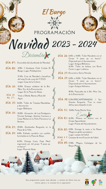 programacion Navidad El Burgo 23-24, Sierra de las Nieves, Malaga