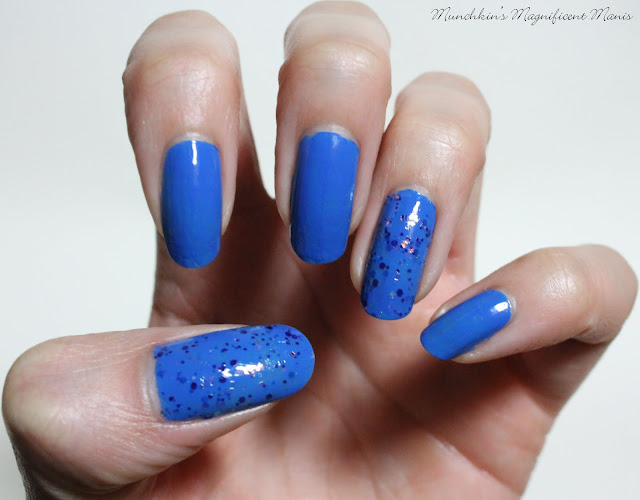 OPI Hello Kitty- My Pal Joey,and China Glaze House of Color- Moonlight the Night on the nails