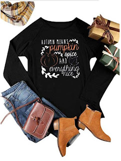 Goodday Women Autumn Means Pumpkin APICE and Everything Nice Letter Print Shirts