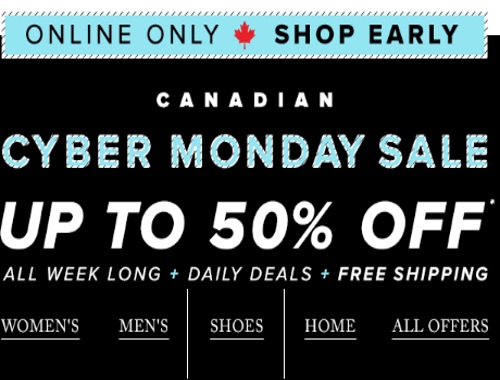 Hudson's Bay Canadian Cyber Monday Sale Up To 50% Off + Extra 15% Off Promo Code