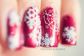 A-England - Rose Bower snowflake nail art manicure christmas manicure nail art red nail polish