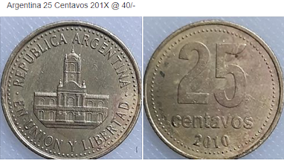 Argentina 25 Centavos 201X @ 40/-