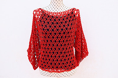 Blusa roja Majovel Crochet ganchillo