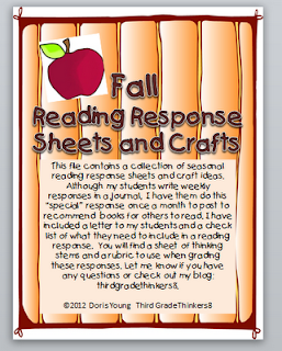 Fall Craft Ideas  Graders on Com Product Seasonal Reading Response Sheets And Craft Ideas For Fall