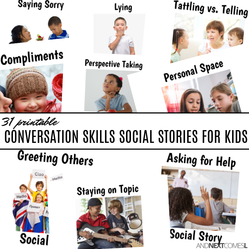 Printable social stories for kids about conversation skills