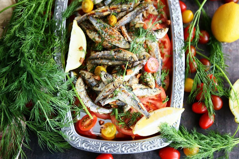 Fried Sprats with Tomato Salad