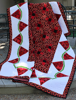 WATERMELON QUILT-WATERMELON SLICE-RED QUILT-PICNIC QUILT