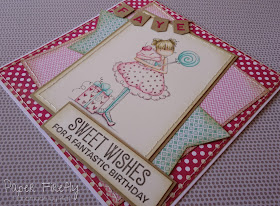 Girly birthday card using Tiny Townie Sammy is Sweet by Stamping Bella