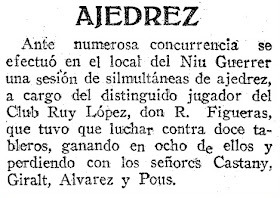 Simultáneas de ajedrez en 1926, reocrte de prensa