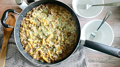 Philly Cheesesteak Pasta Skillet