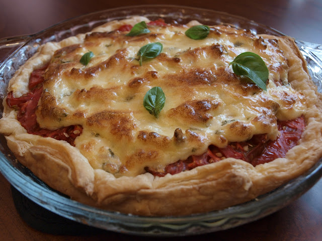 Southern Tomato Pie with Parm Cheese.