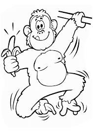 Coloring page of the monkey and the banana story