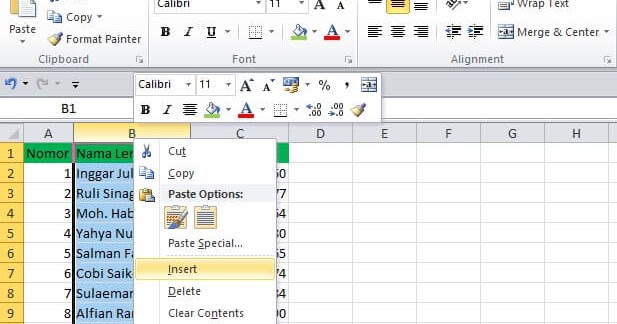 Cara Menambah dan Hapus Kolom di Excel