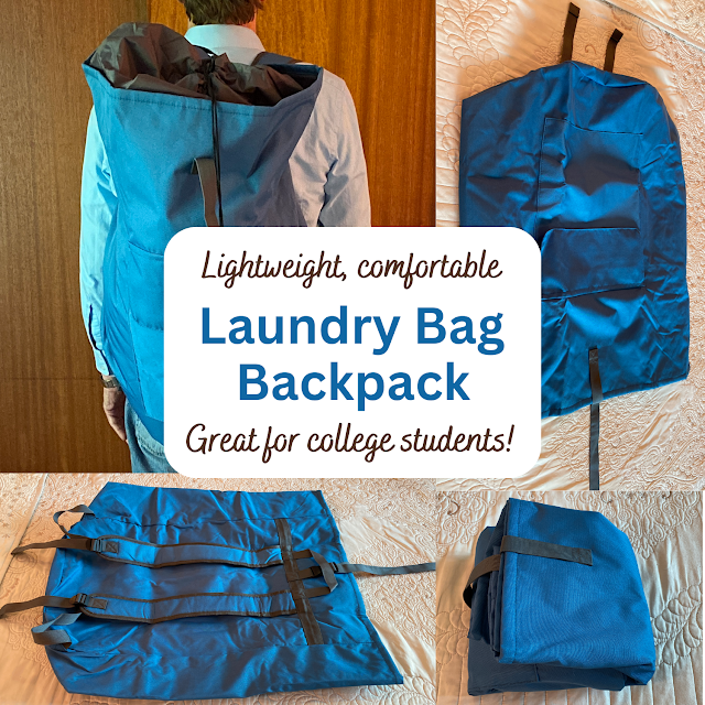 Lightweight, comfortable laundry bag backpack great for college students!