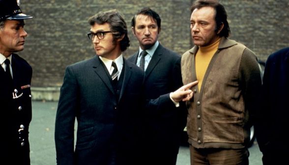 Richard Burton in an identity parade in Villain 1971