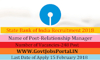 State Bank of India Recruitment 2018- 248 Relationship Manager, Acquisition Relationship Mana