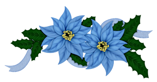 Flowers of Christmas in Blue Clip Art.