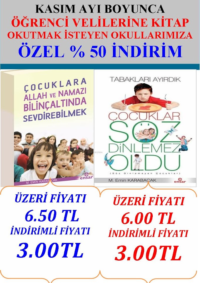 HERKES OKUSUN DİYE KARABACAK’IN KİTAPLARI % 50  İNDİRİM