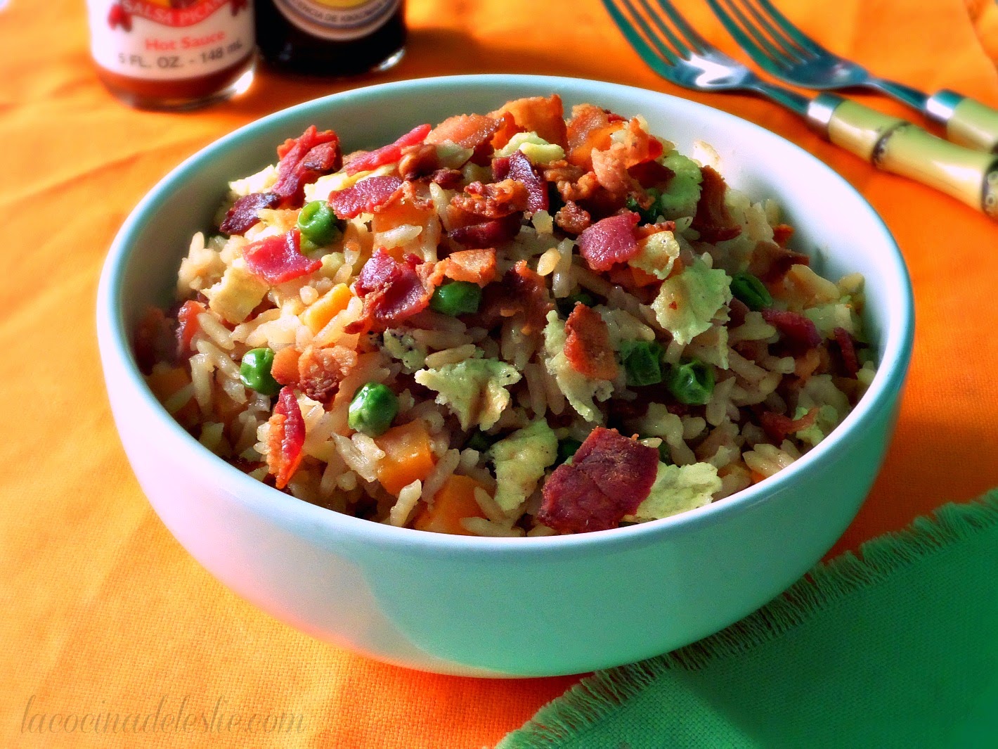 Fried Rice with Bacon - lacocinadeleslie.com 