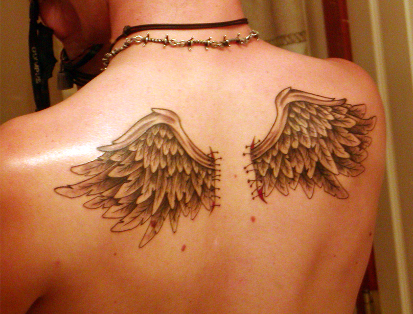 Tattoos of wings on peoples