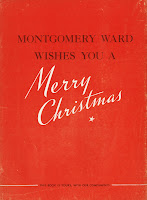 A red page reading "Montgomery Ward wishes you a Merry Christmas."